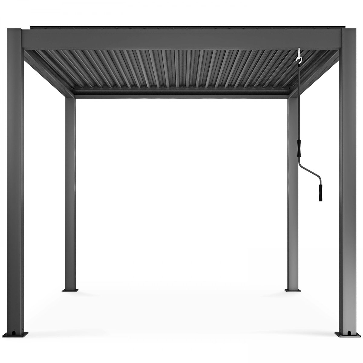 Pergola bioclimatique autoportée gris 3 x 3 x 2.57 m gris, OVIALA