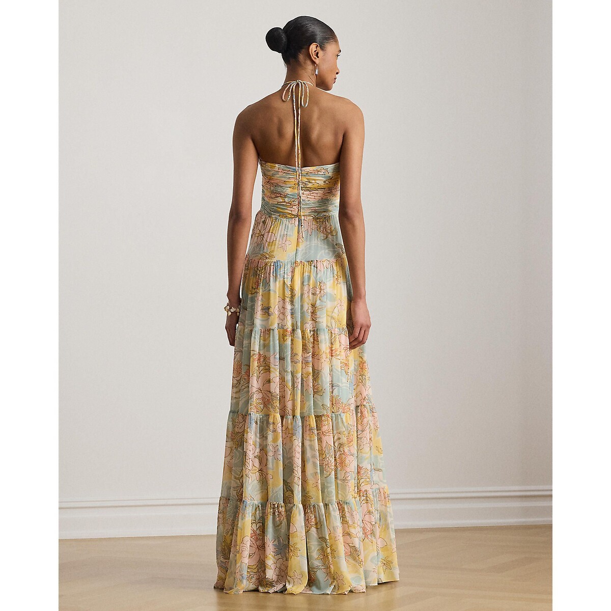 Vestido bustier largo con estampado floral de ceremonia estampado crudo, LAUREN RALPH LAUREN