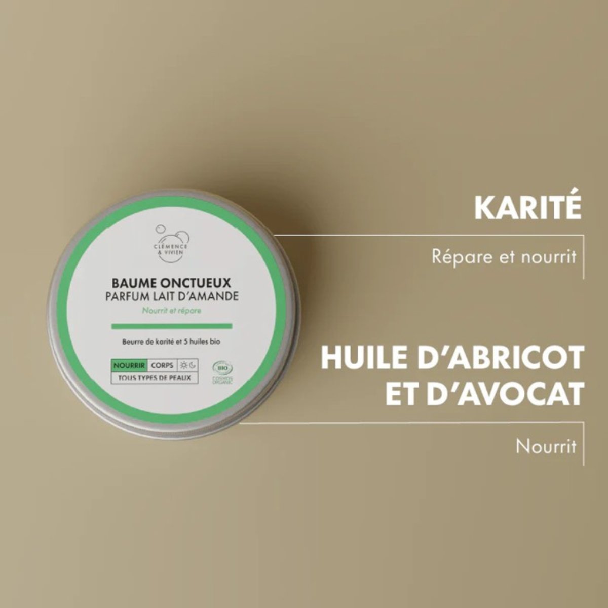 Mini-baume onctueux Parfum Lait d'Amande (50 ml) transparent, CLEMENCE ET VIVIEN