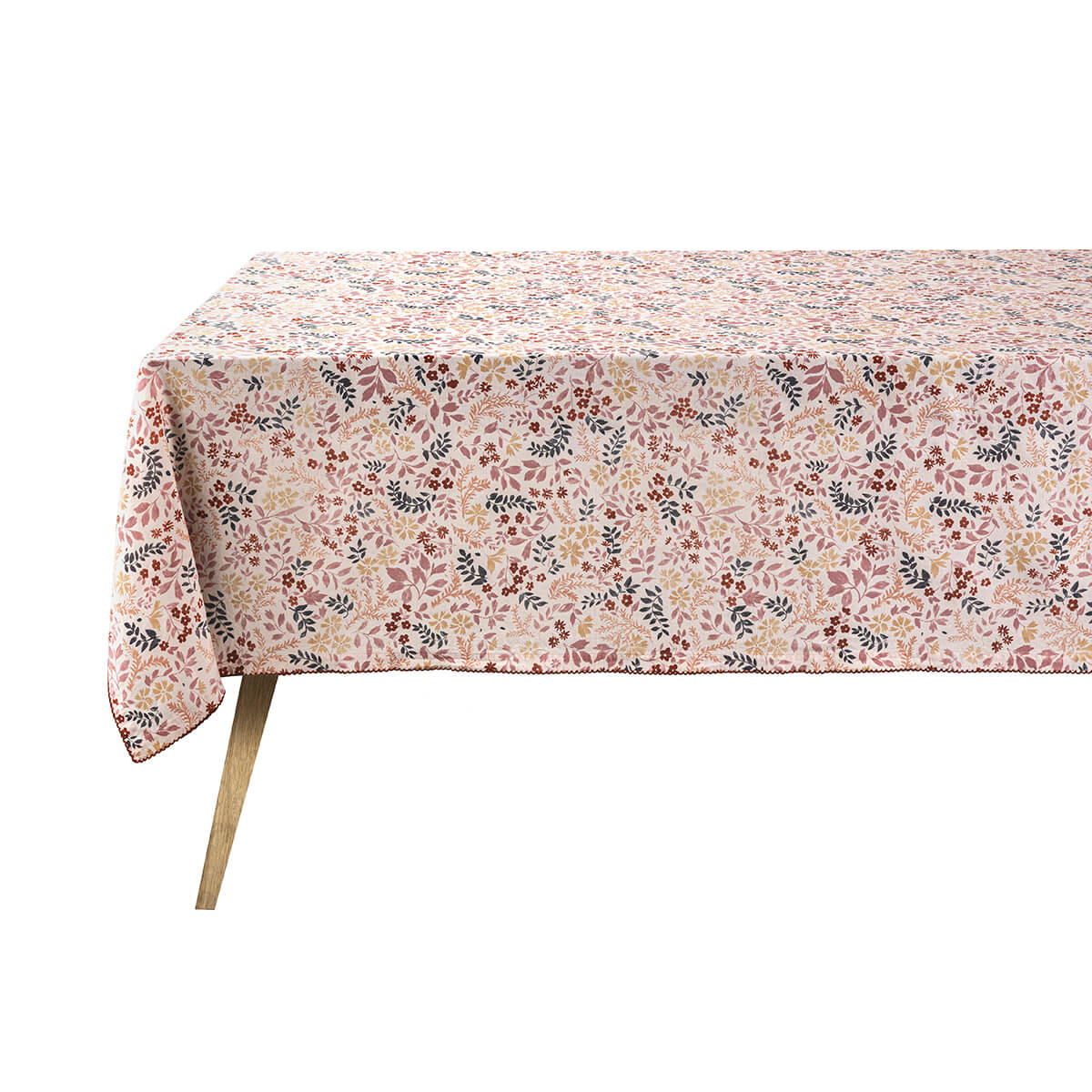 Nappe en Coton/Lin, CAMPAGNE rose, LE JACQUARD FRANCAIS