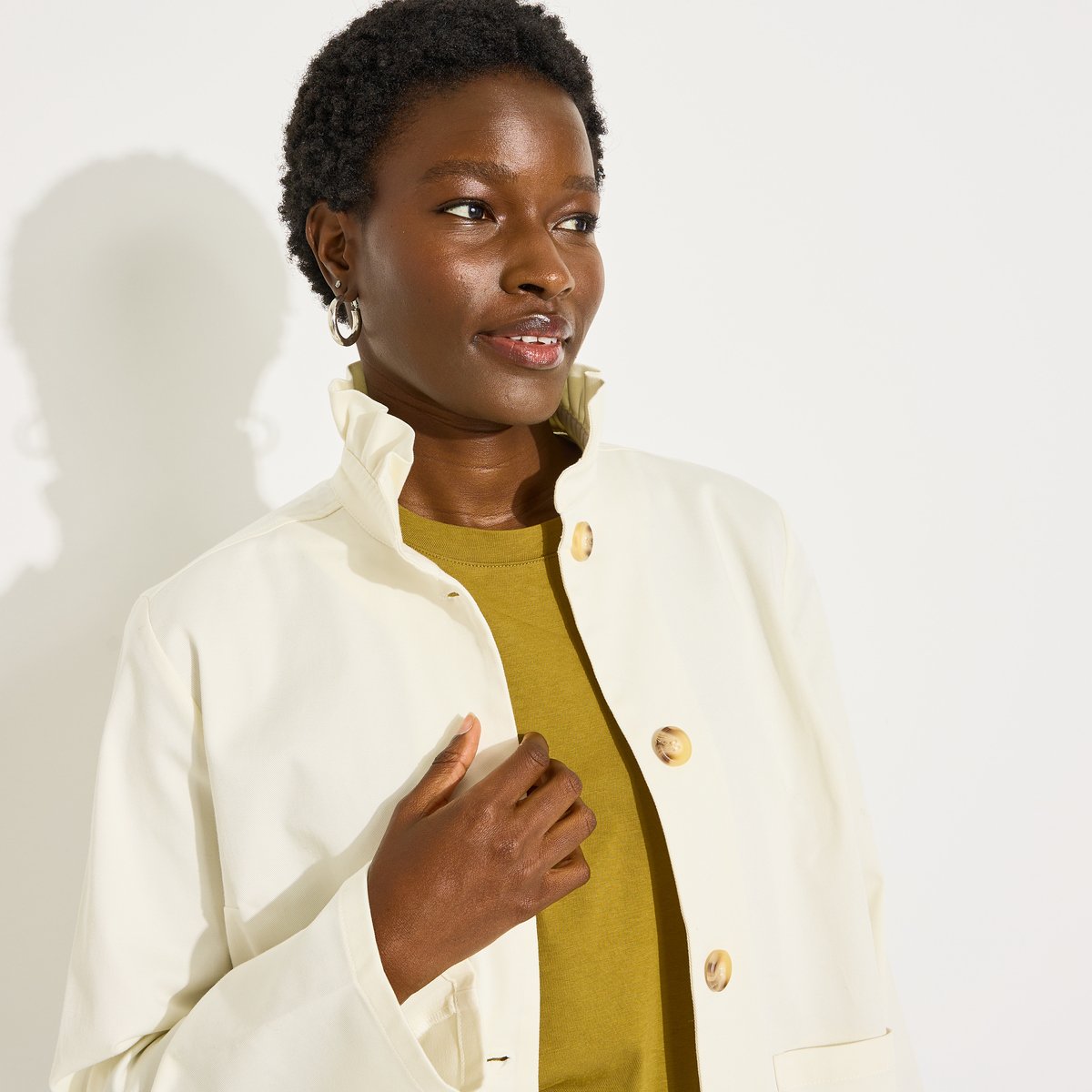 Veste col montant blanc cassé, GRAIN DE MALICE