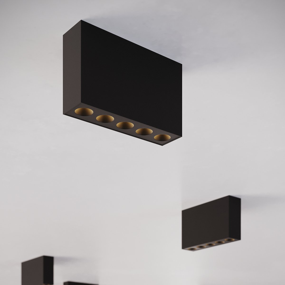Plafonnier Aluminium Noir LED 5 Sole noir, EDEN