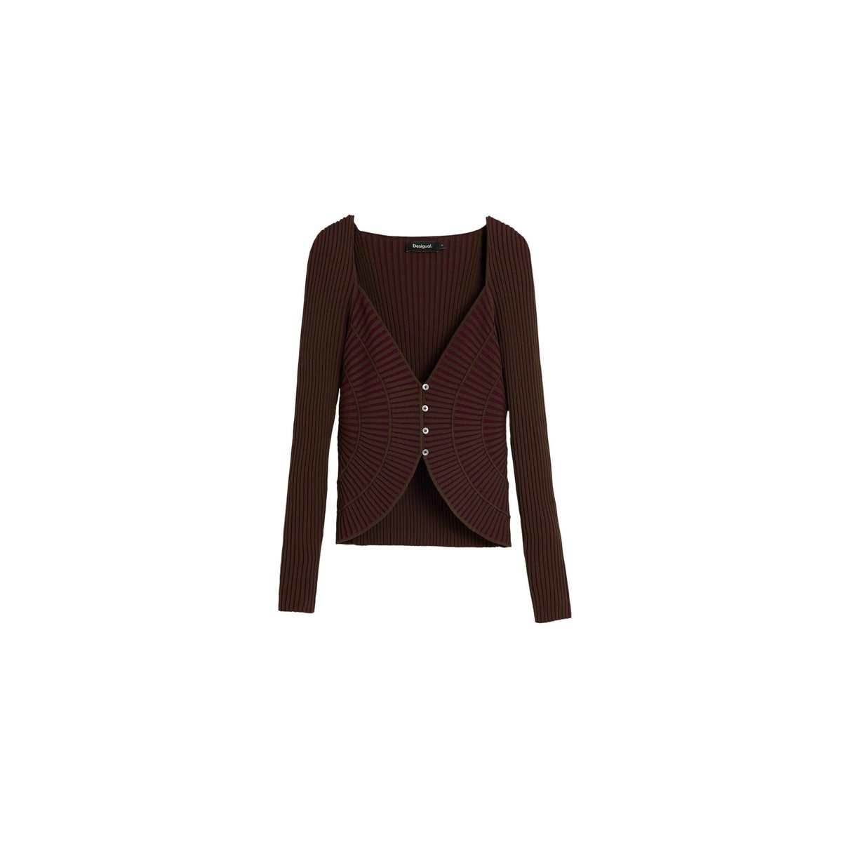 Pull fin à boutons marron, DESIGUAL