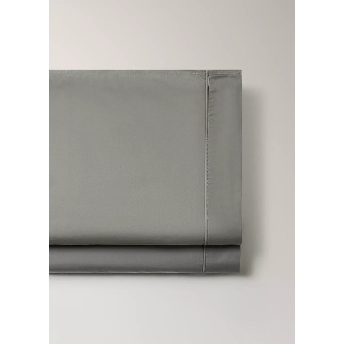 Drap plat coton percale 500 fils détail arrondi lit 135/140 cm gris, MANGO HOME