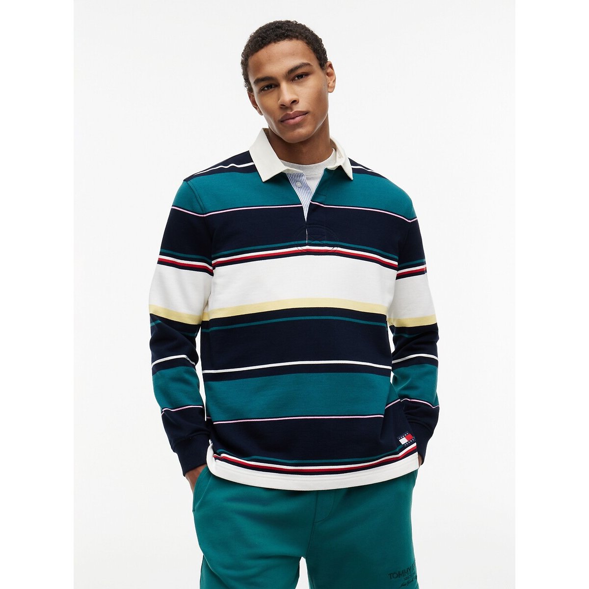 Long Sleeve Polo Shirt navy blue, TOMMY JEANS