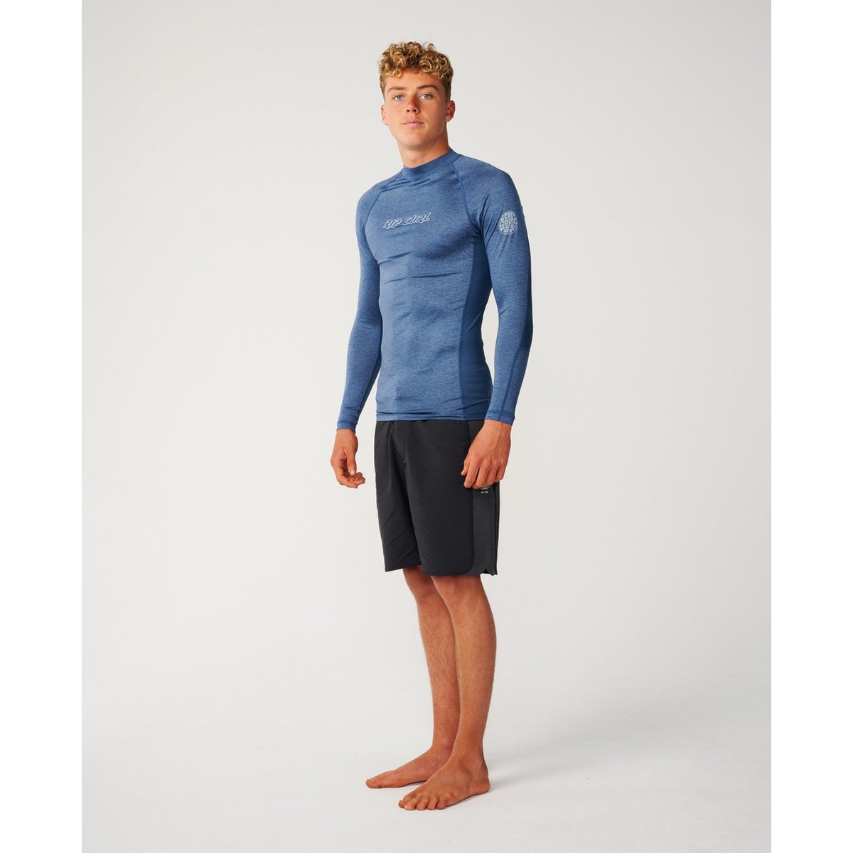 T-shirt anti-UV à manches longues Dawn Patrol UPF Performance bleu marine clair chiné, RIP CURL