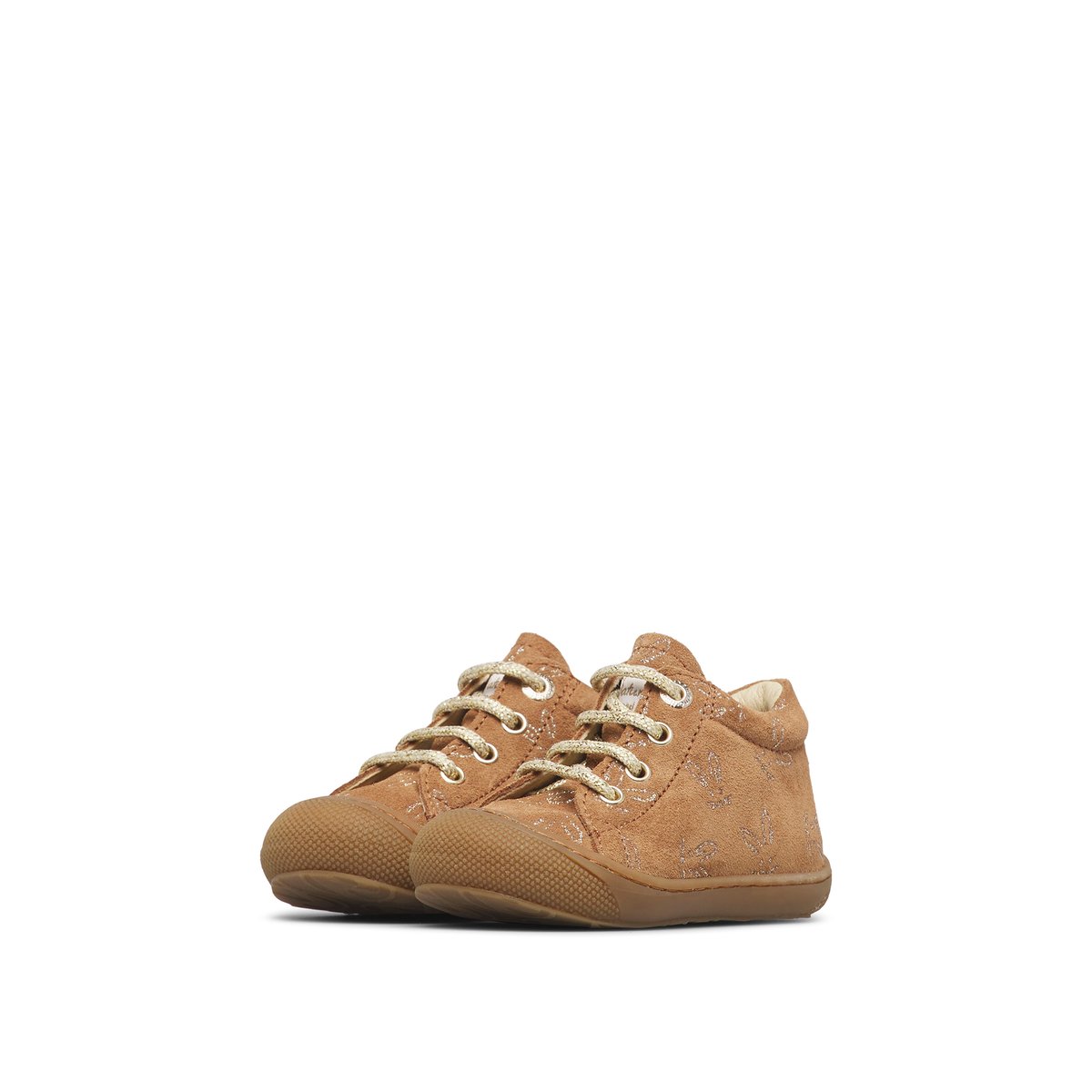 Chaussures premiers pas en suède COCOON marron-platine, NATURINO