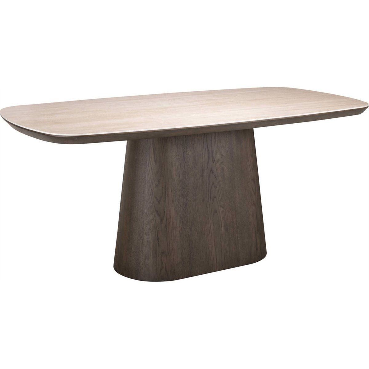 Table à manger ovale céramique RITZ brun et beige travertin, RECOLLECTION