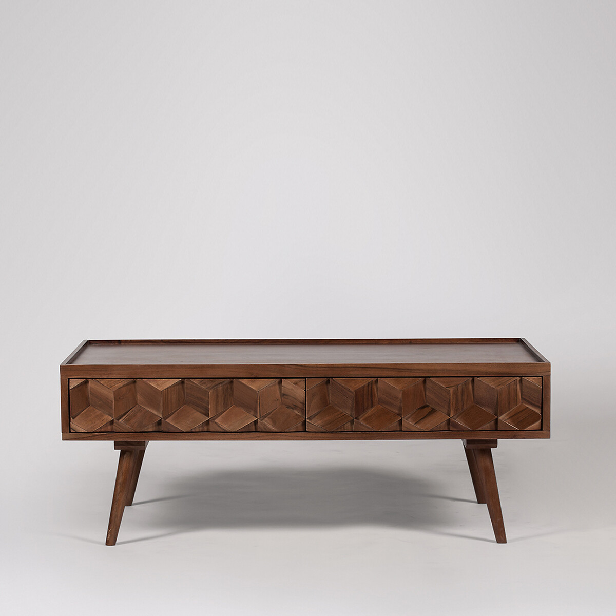 Terning Acacia Wood 2 Drawer Coffee Table dark acacia wood, SWOON