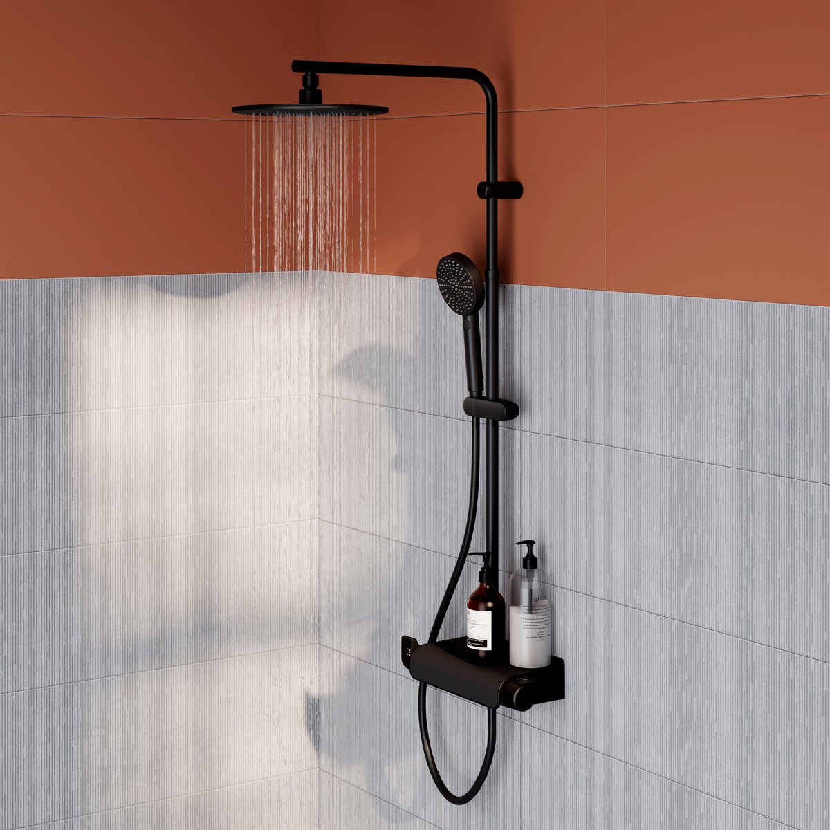 Lot de 2 colonnes de douche thermostatique, EASY noir, SENSEA