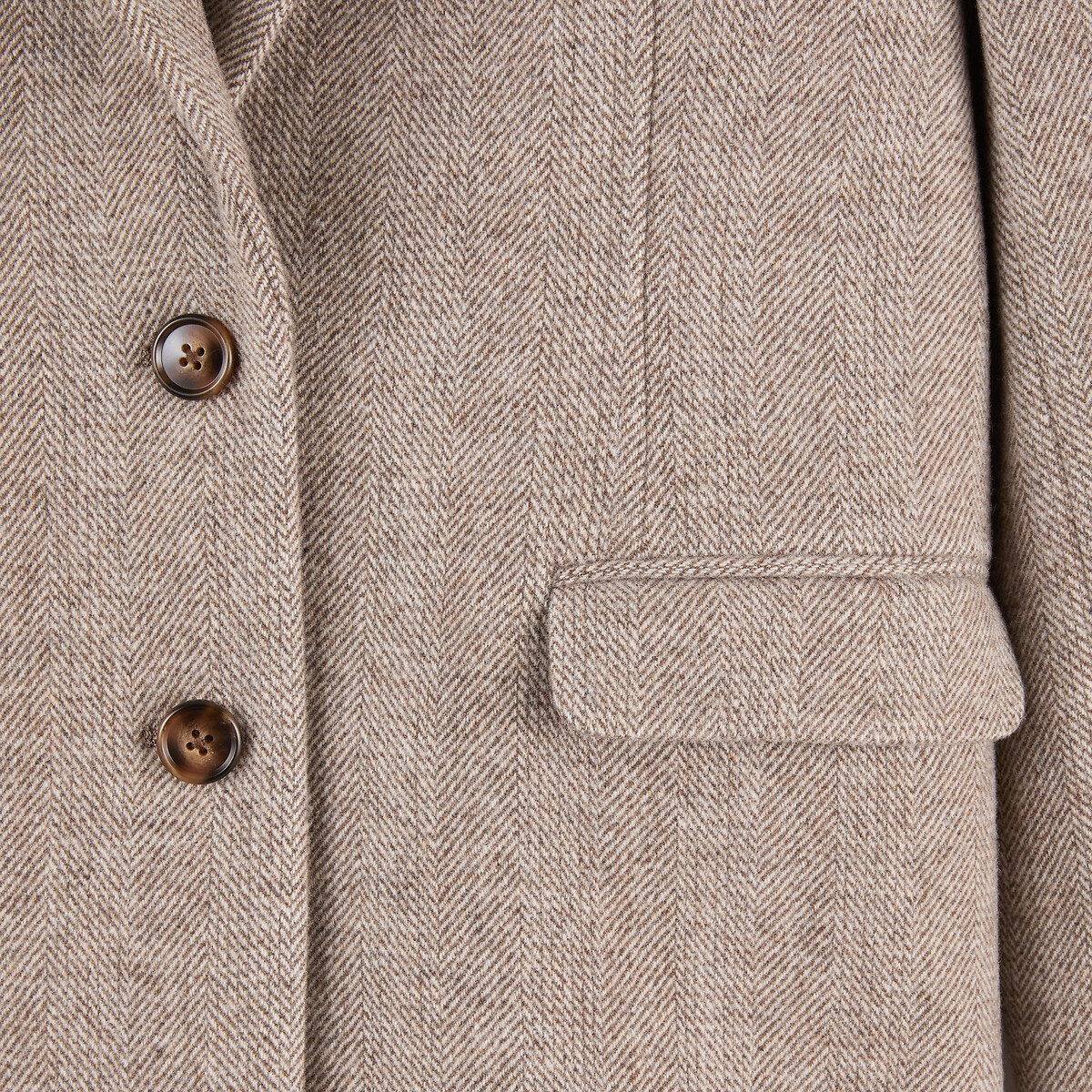 Blazer de corte recto con estampado chevrón, principalmente de lana beige , ANNE WEYBURN