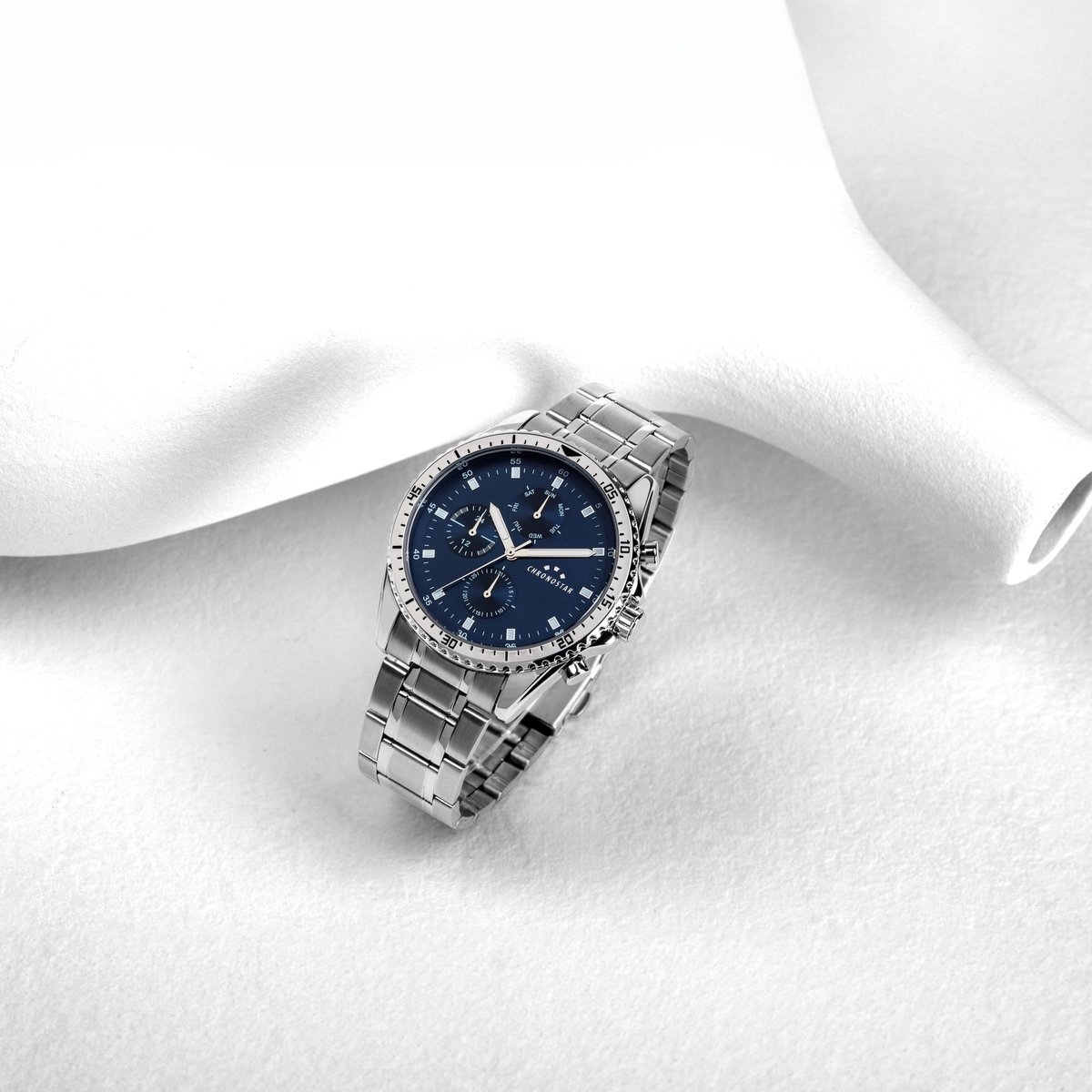 Montre multifonction RACE bleu, mat, CHRONOSTAR