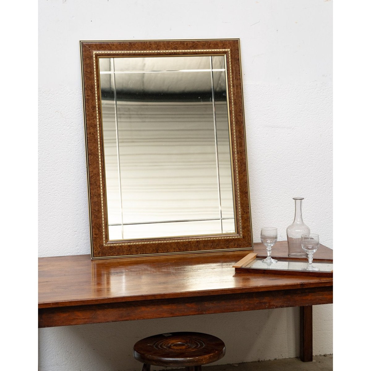 Miroir biseauté Georges N°1317 - Bon état marron, DEBONGOUT