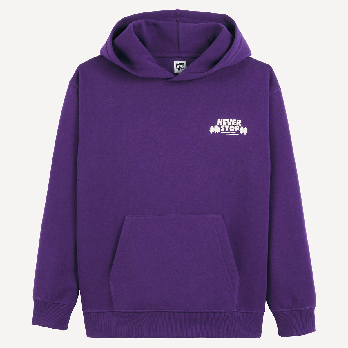 Sweat à capuche, imprimé devant et au dos, en molleton violet, LA REDOUTE COLLECTIONS