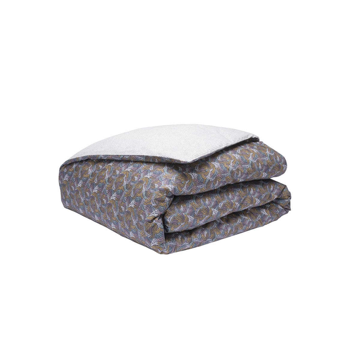 Housse de couette imprimée en percale de coton, TALISMAN bleu, ESSIX