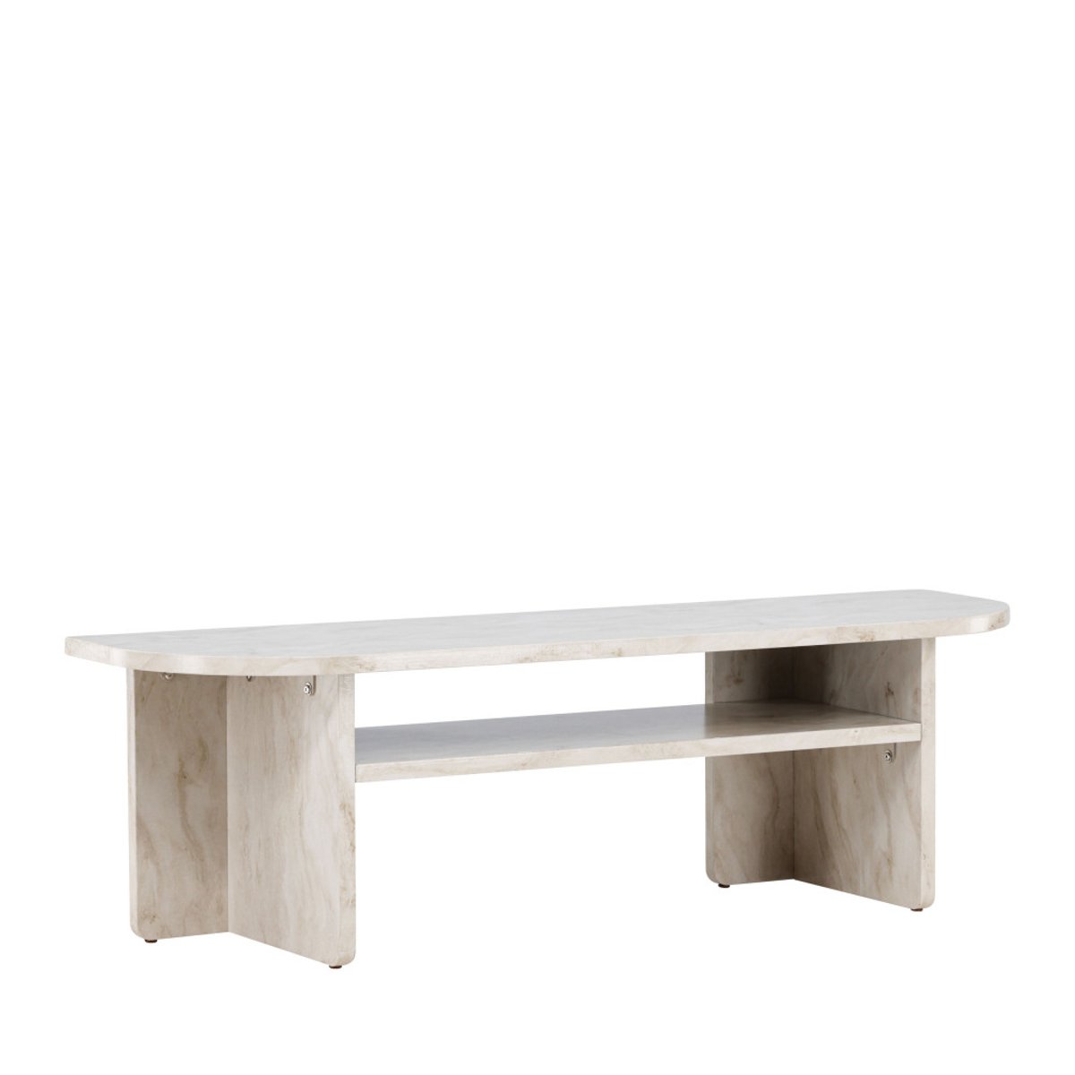 Meuble TV effet marbre L140cm- ALESUND beige, VENTURE HOME