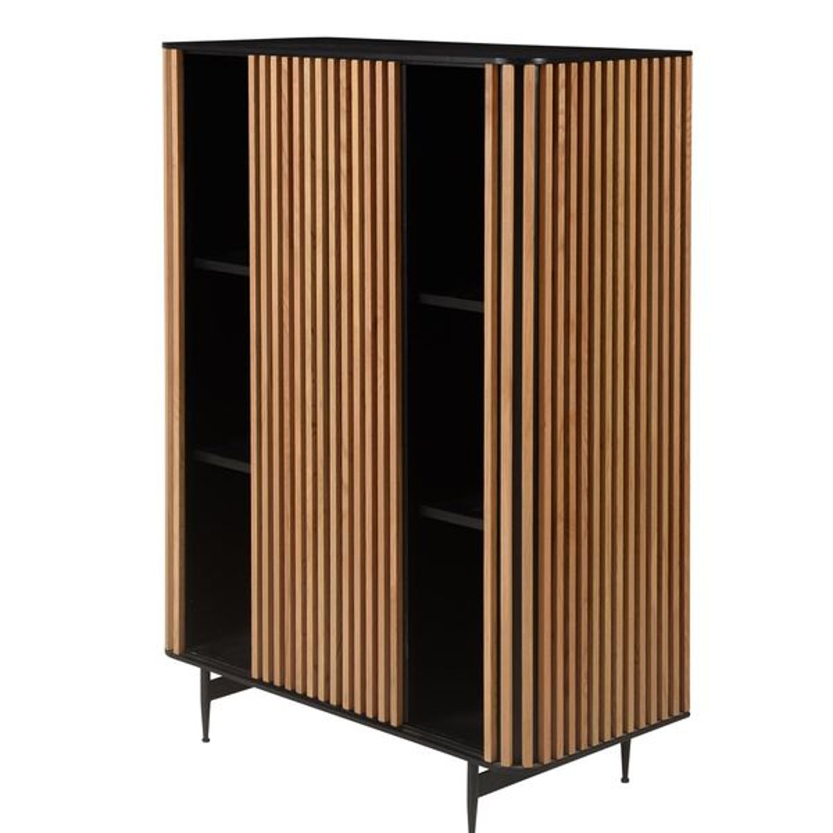Meuble haut 1 porte coulissante noir carbone, ZAGO