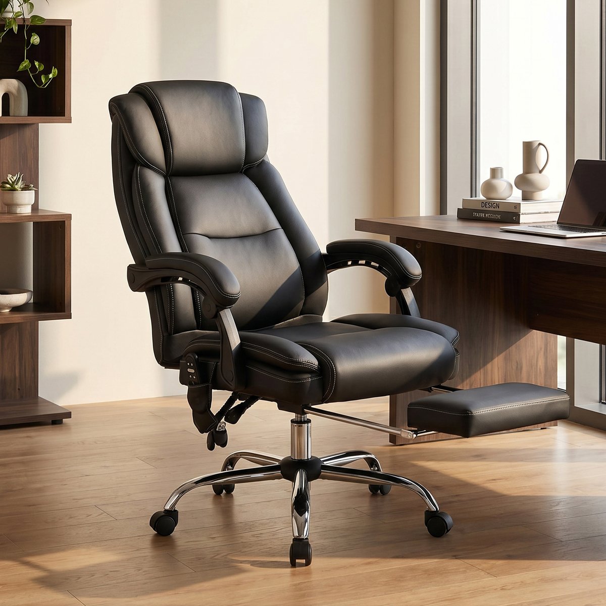 Fauteuil de bureau avec fonction massage noir, HOMCOM