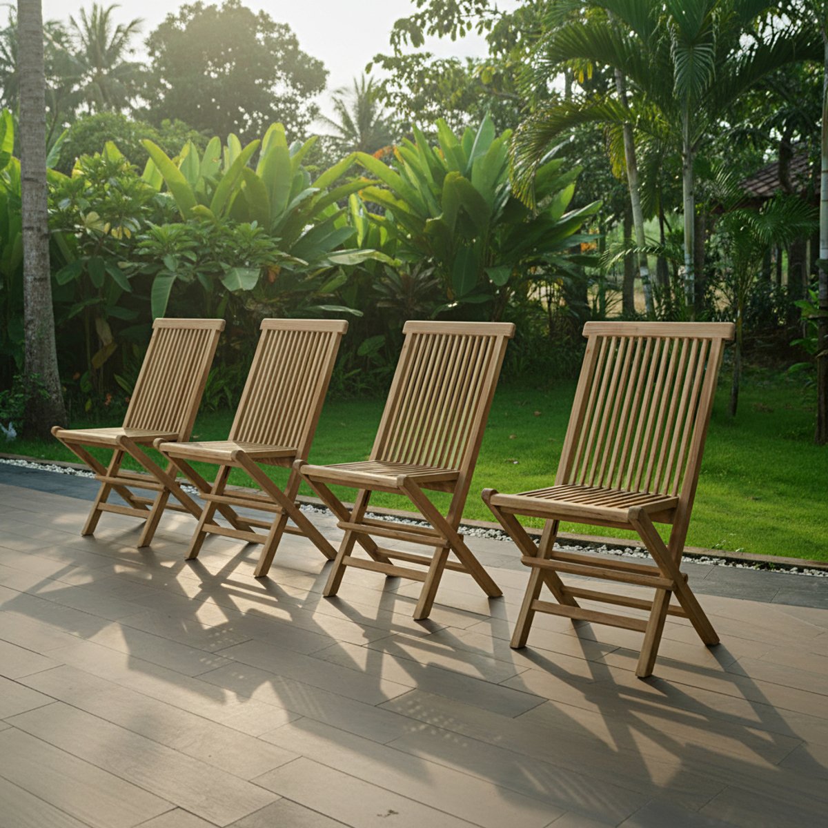 Salon de jardin en teck massif Hawai, 4 places naturel, TECK ATTITUDE