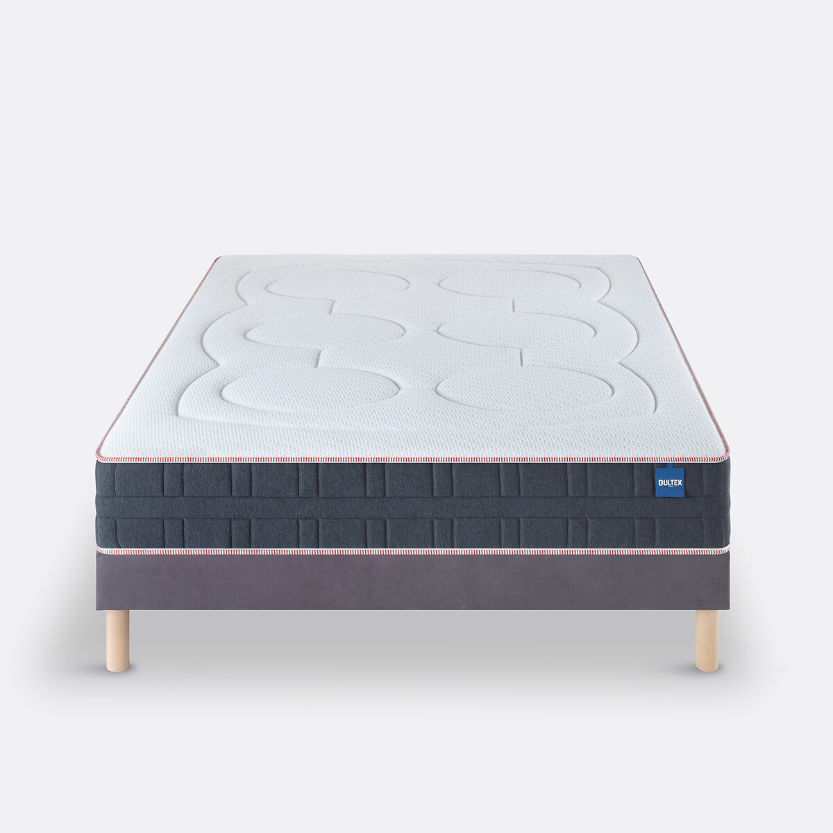 Materasso ibrido a molle e schiuma, Conquérant bianco/grigio chiné, BULTEX