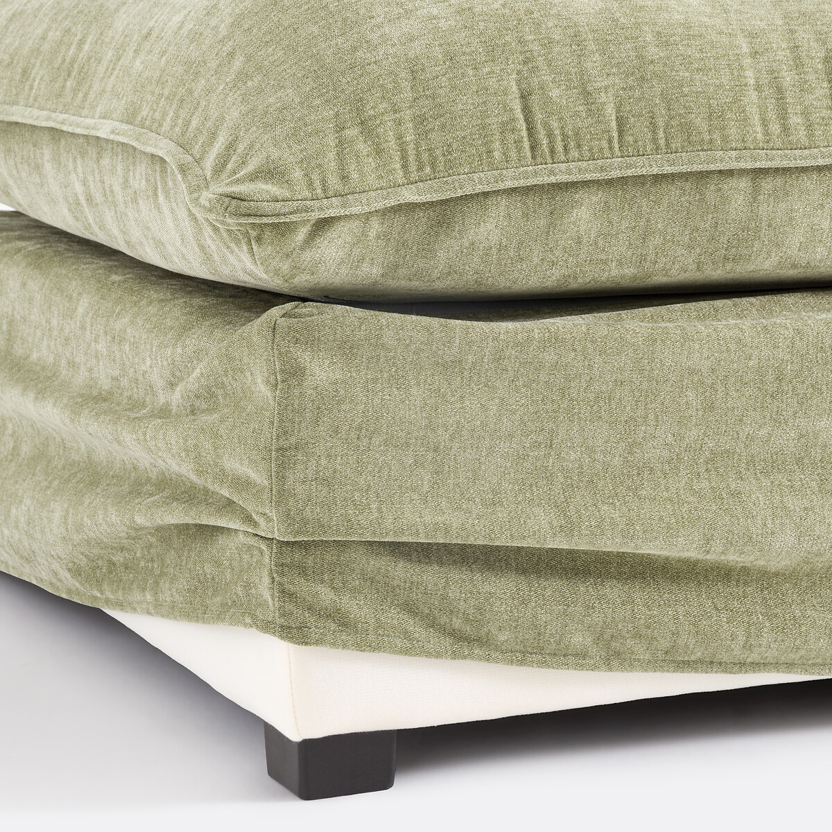 Pouf, déhoussable, en polyester chiné, ODNA vert eucalyptus, LA REDOUTE INTERIEURS