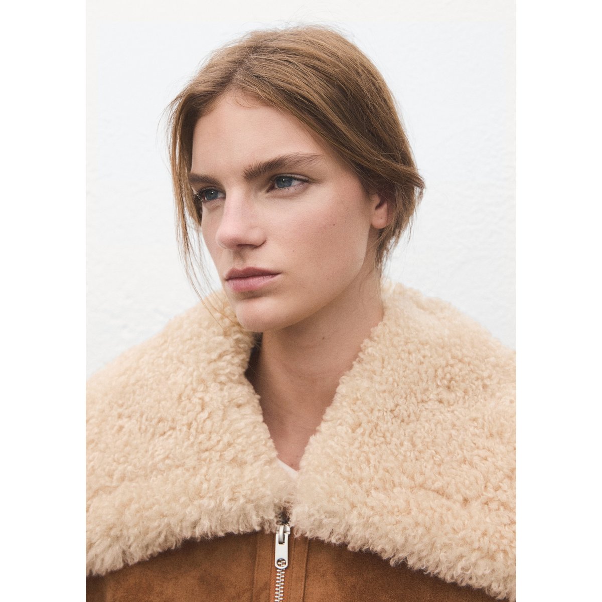 Veste double face effet mouton marron, MANGO