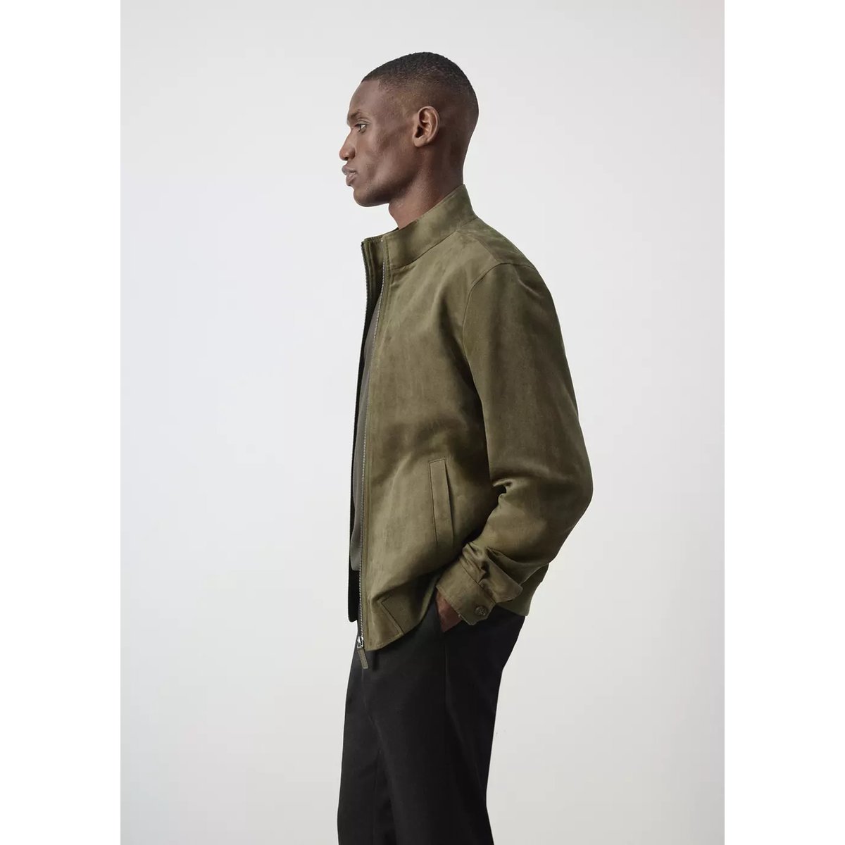Veste bomber effet daim kaki, MANGO MAN