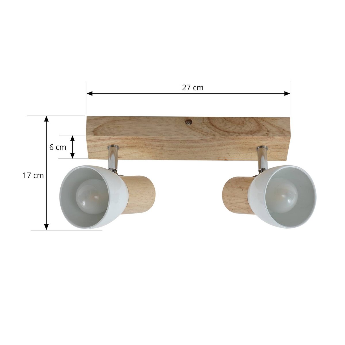 Spot en bois scandinave, Thorin bois clair, blanc, LINDBY