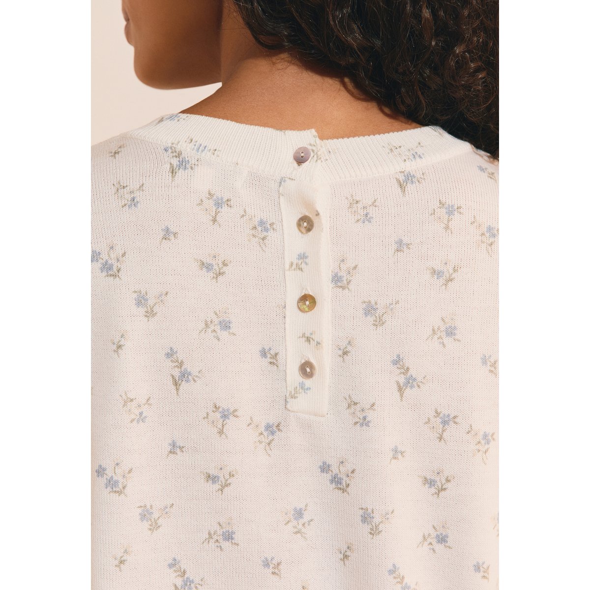 Pull manches courtes à motifs SAURIKA ecru, ETAM