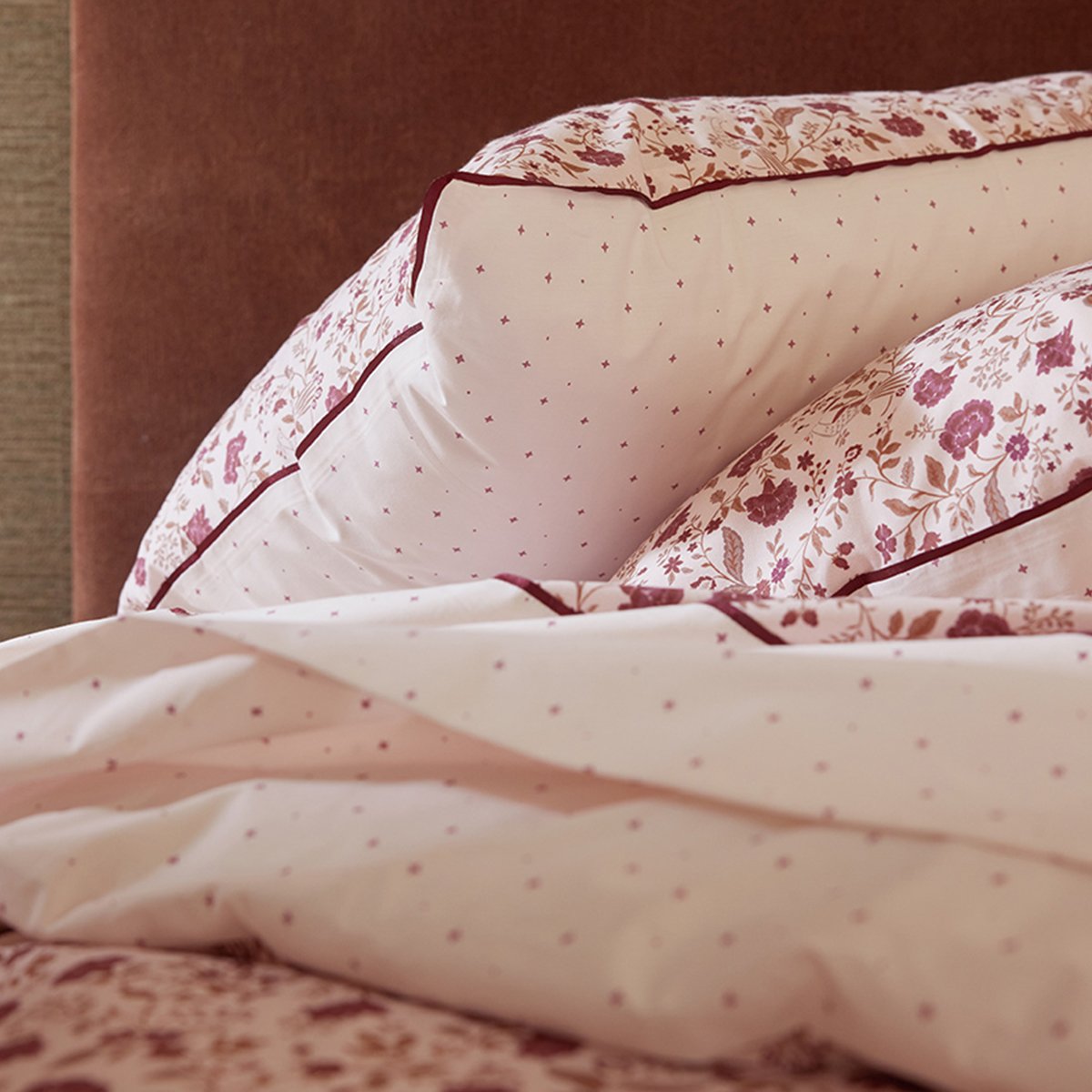Housse de couette imprimée en percale de coton, ORIENTAL GARDEN rose clair, ESSIX