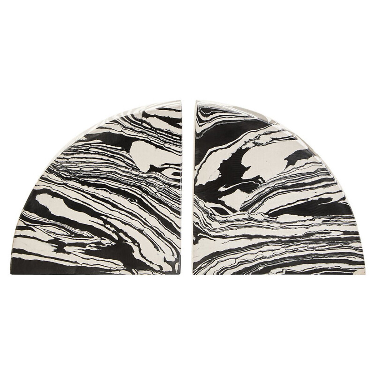 Set of 2 Marble Bookends in Black/White black, FIFTY FIVE SOUTH