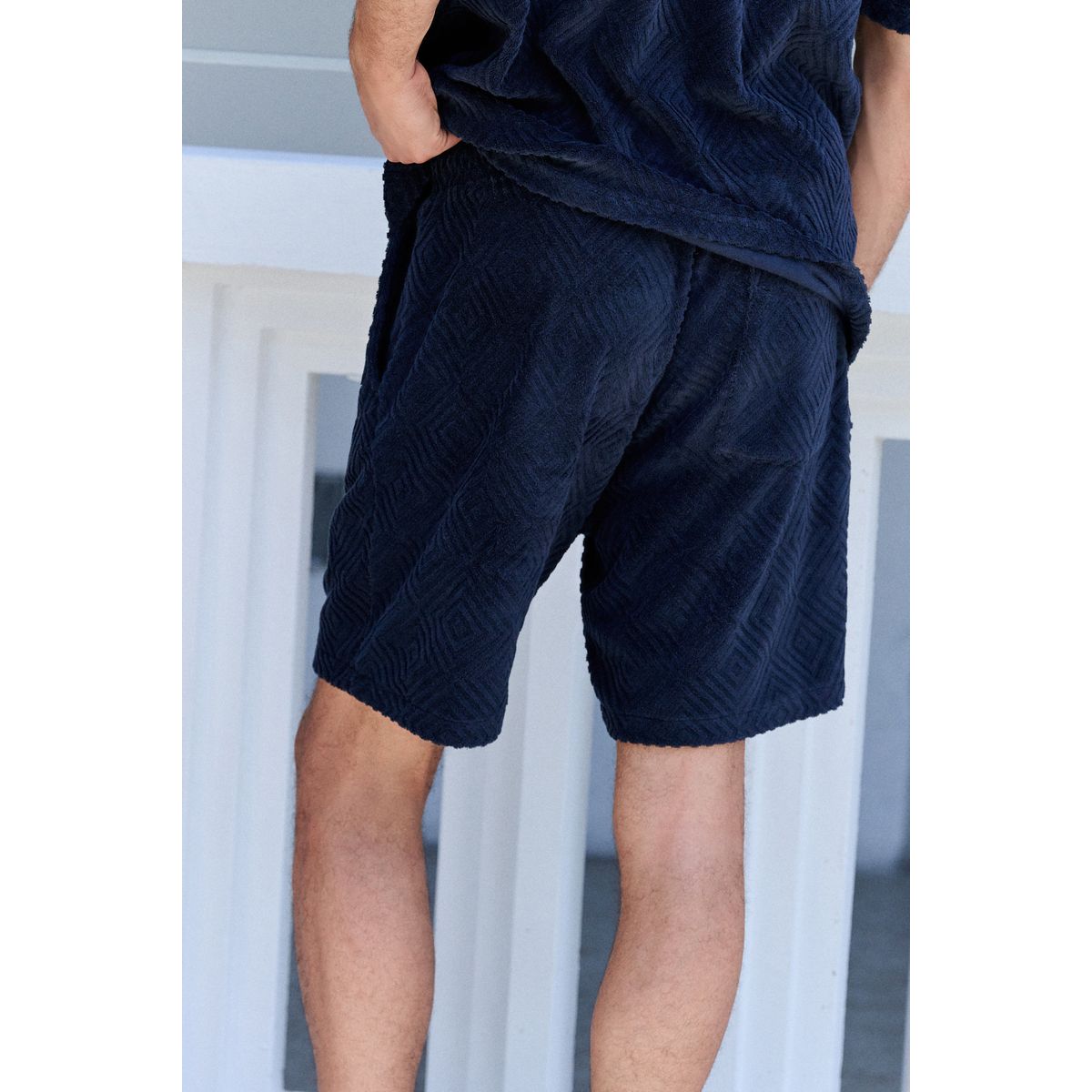 Short en tissu éponge à motif bleu marine, NEXT