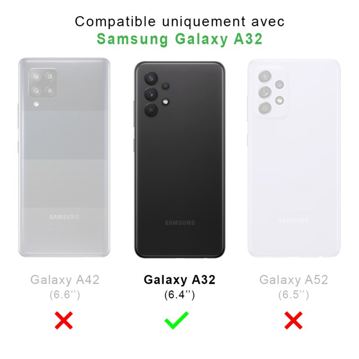 Coque Galaxy A32 antichoc + 2 vitres bleu, EVETANE