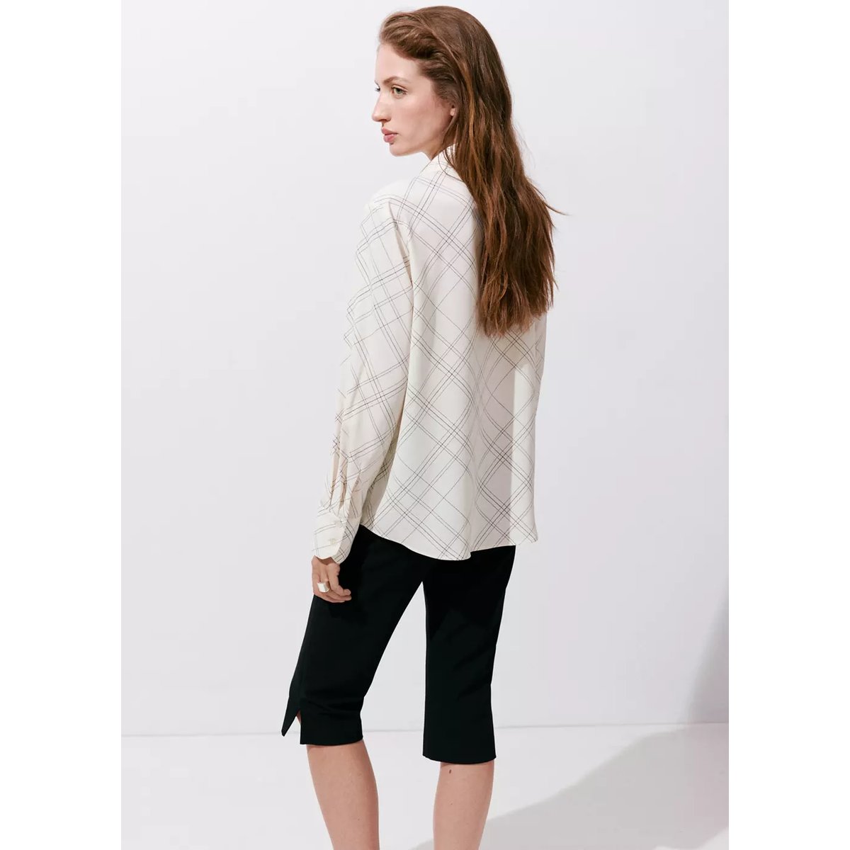 Chemise droite imprimée écru, MANGO