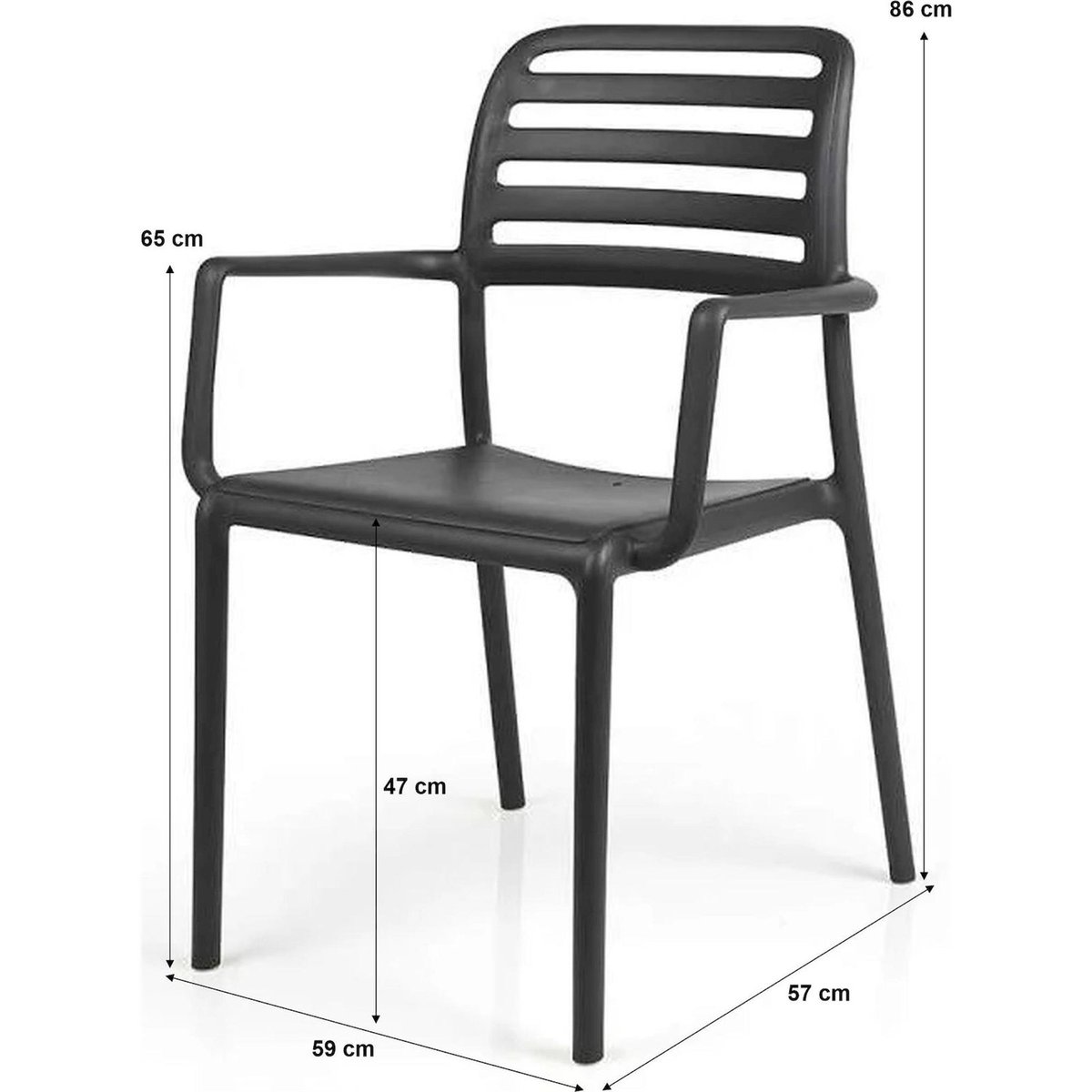 Chaise de jardin empilable collection COSTA anthracite, RECOLLECTION