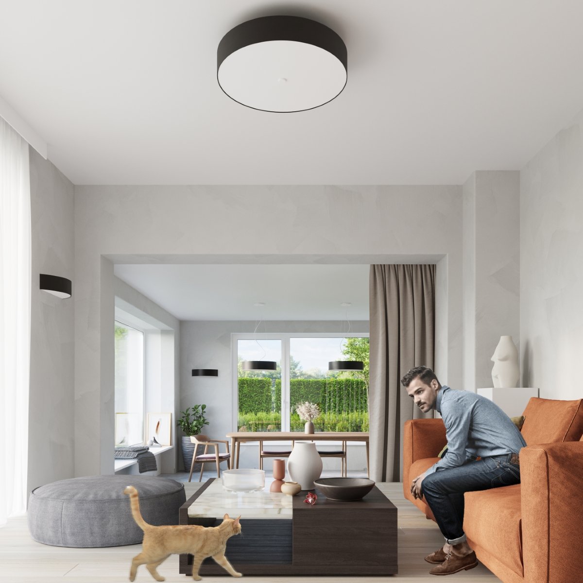 Plafonnier Tissu Noir E27 5 Skala 60 noir, EDEN
