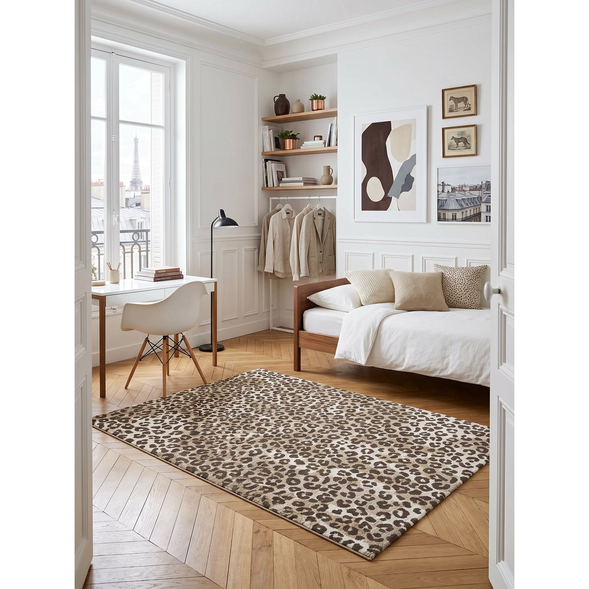 Tapis doux au design léopard KAROO beige sable, AFK LIVING