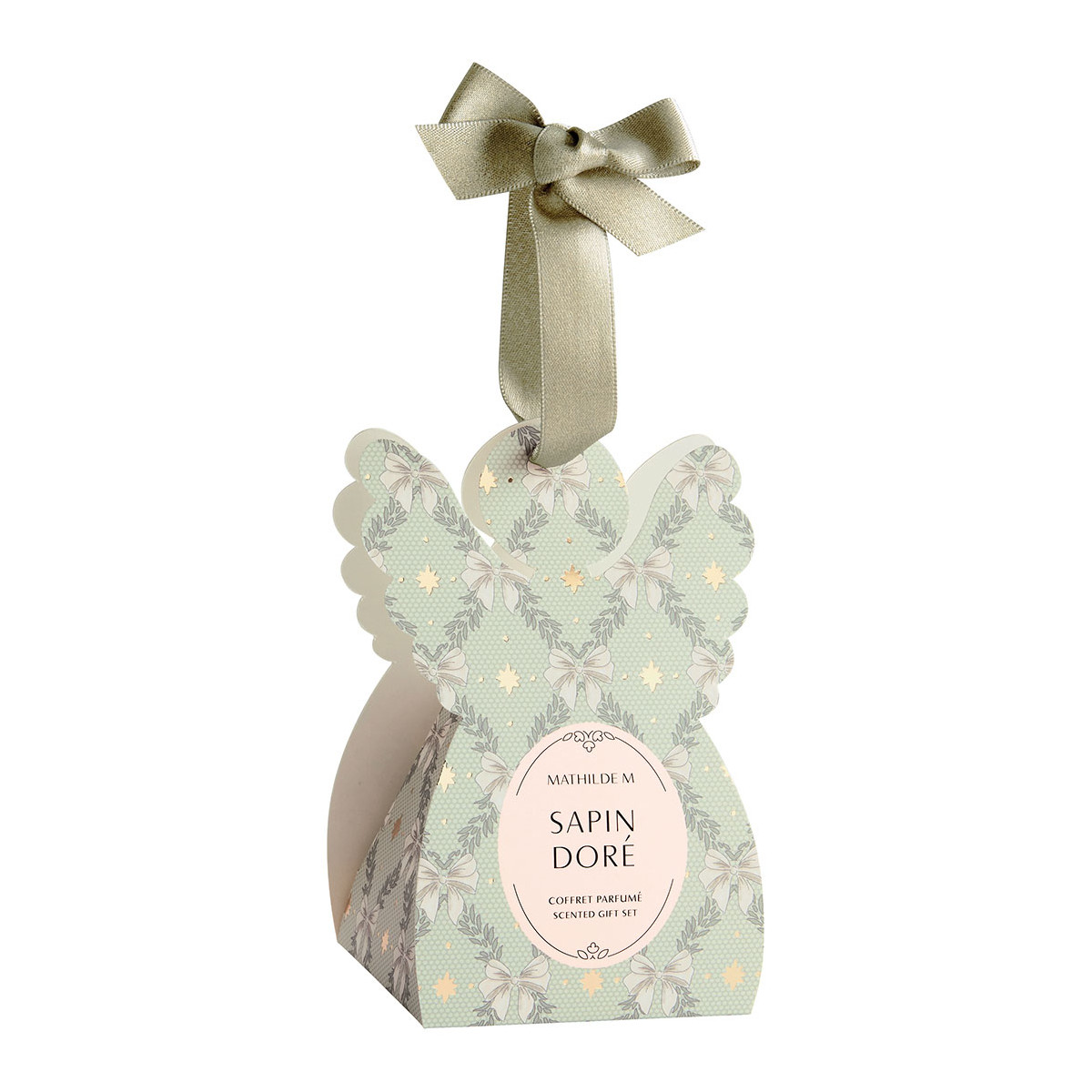 Coffret Surprises Ange parfum Sapin Doré RUBANS DE FÊTE vert, MATHILDE M