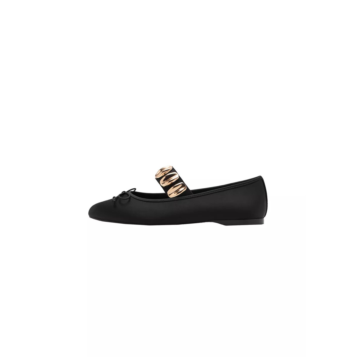 Ballerine avec bride à appliques métalliques noir, MANGO