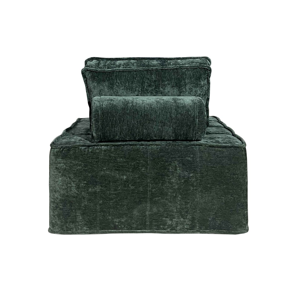 Lot de 3 fauteuils modulables en tissu type chauffeuse avec coussins, TIBY vert, OVIALA