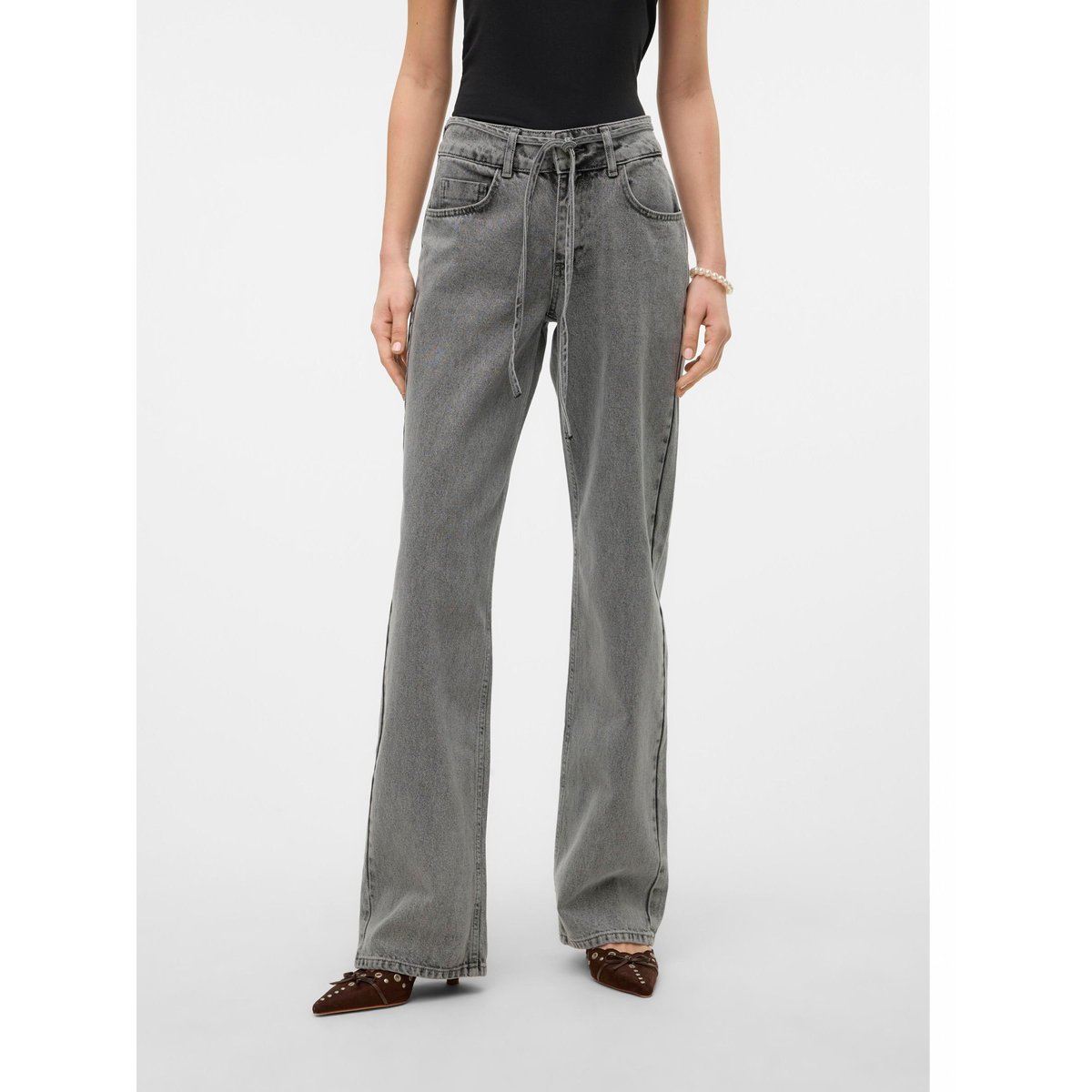 Jean À Coupe Large light grey denim, VERO MODA