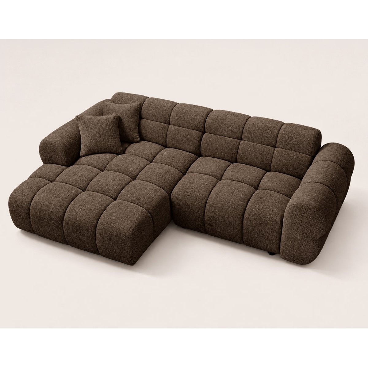 Canapé d'angle gauche 4 places convertible avec, MINI RAY marron, BEST MOBILIER
