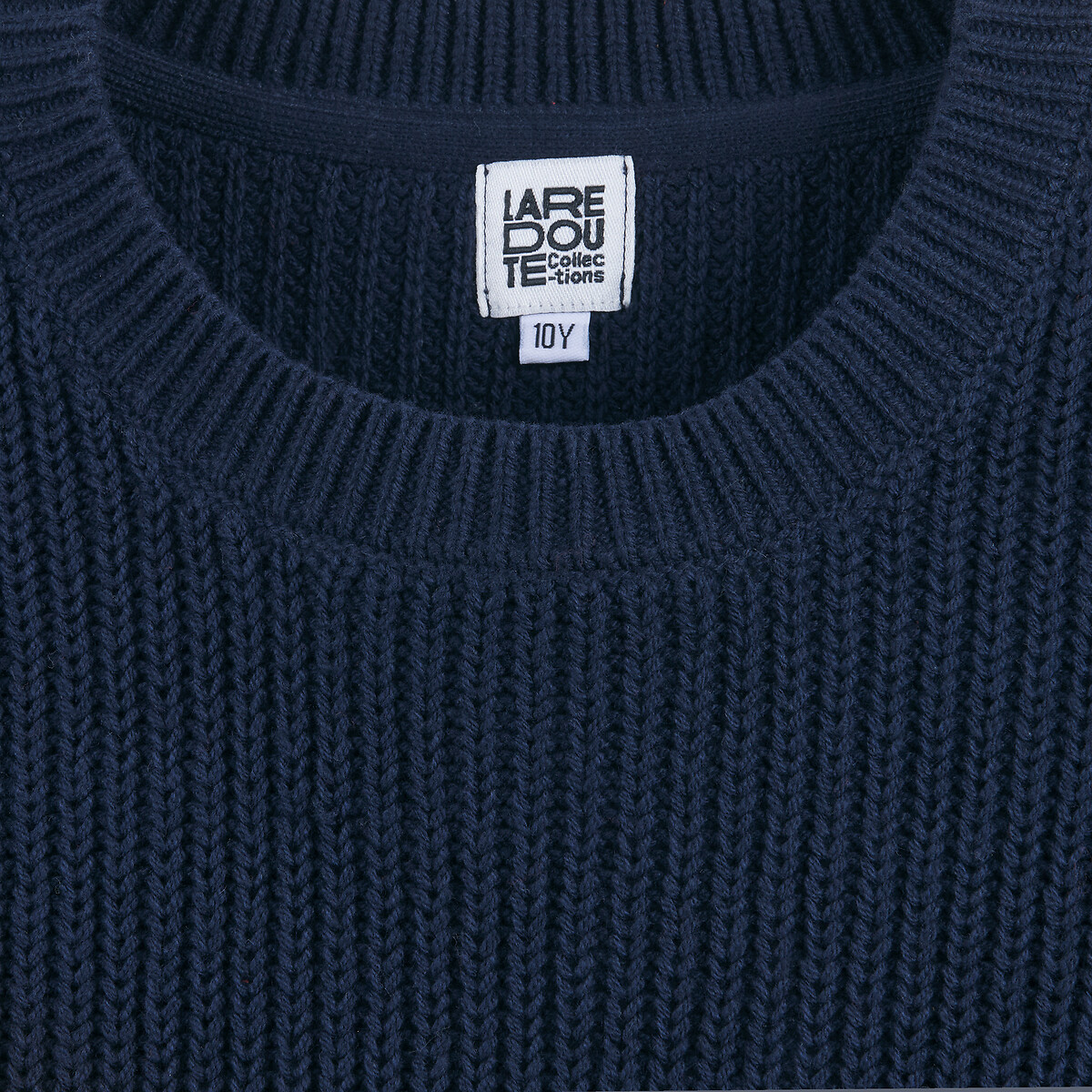 Ribbed Crew Neck Jumper navy blue, LA REDOUTE COLLECTIONS