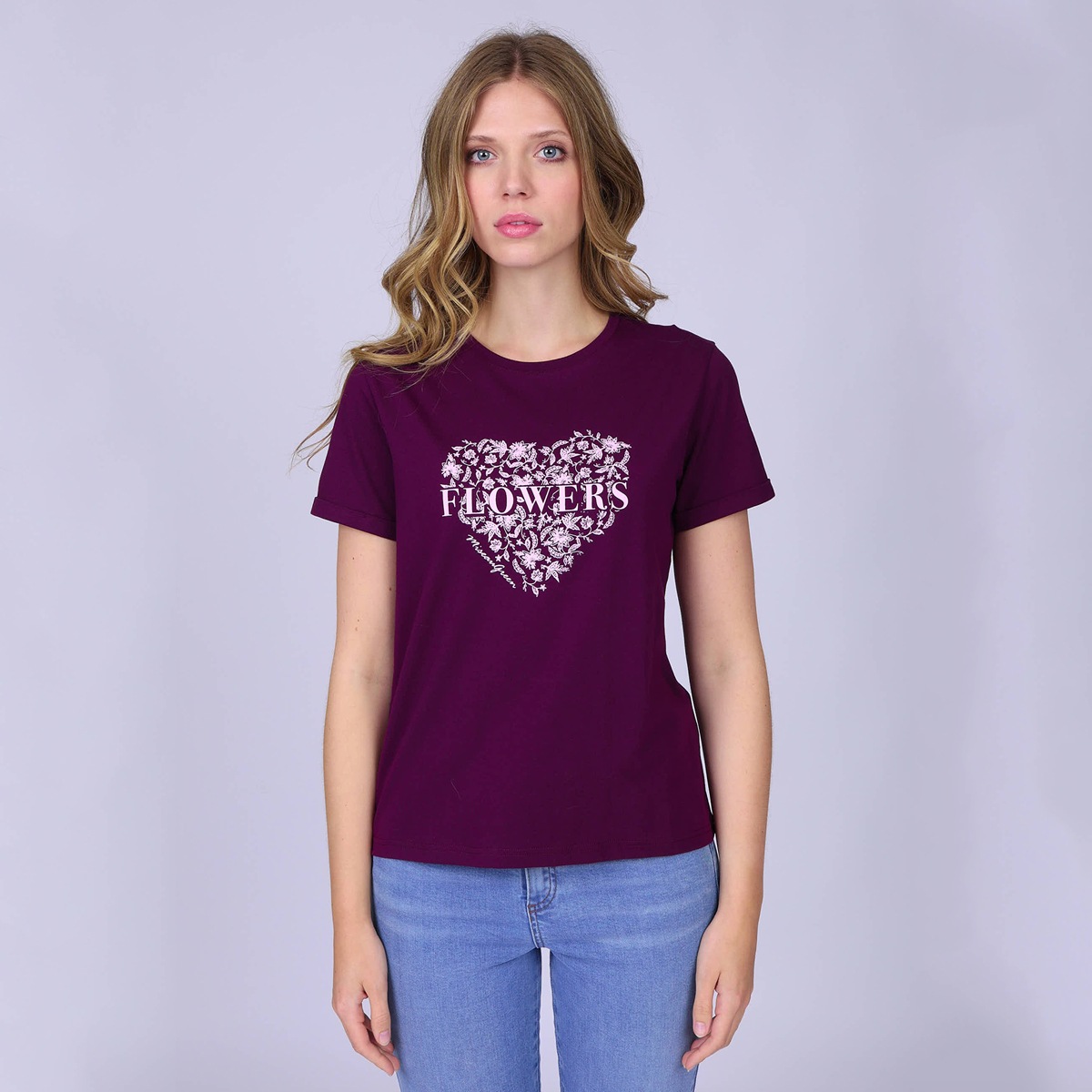 T-shirt Flowers violet, MISE AU GREEN