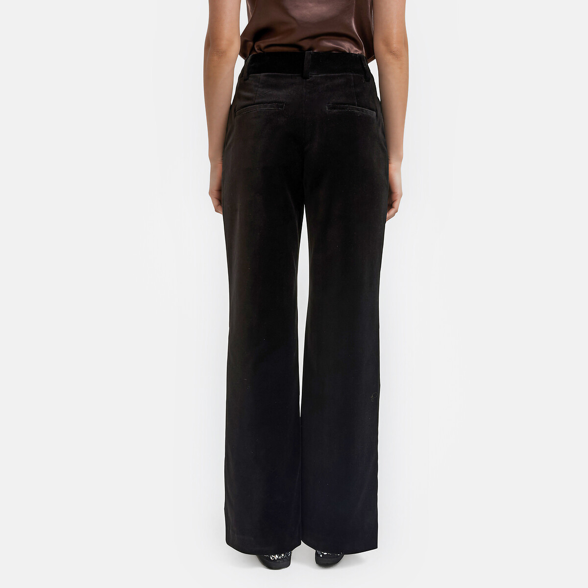 Flare-Hose aus glattem Samt, Signature, DONATIEN schwarz, LA REDOUTE COLLECTIONS