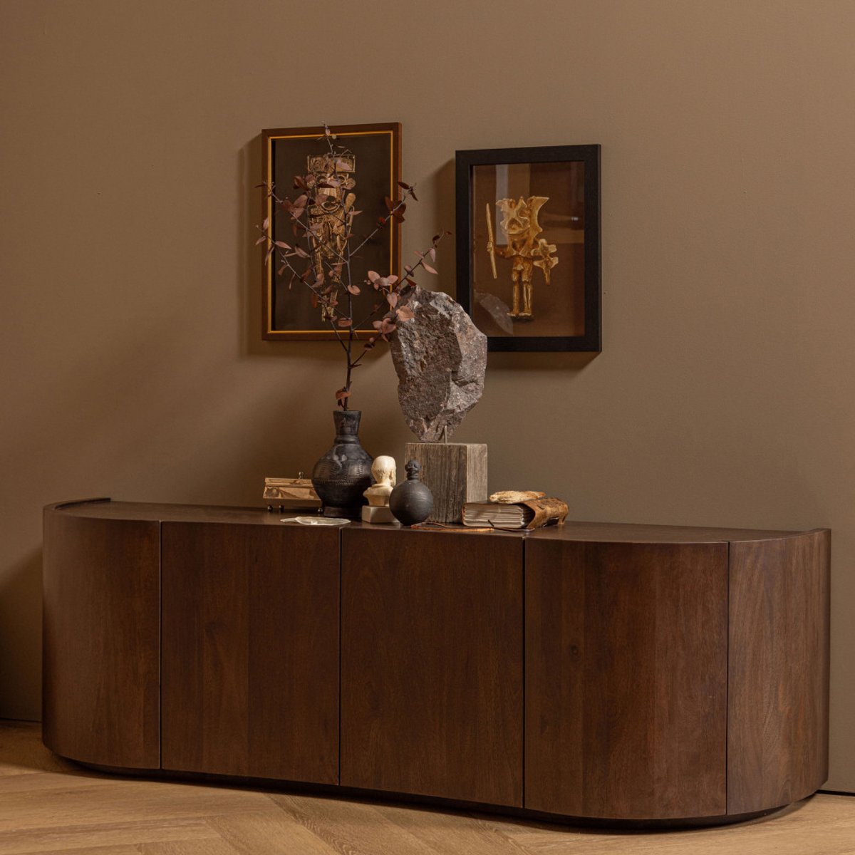 Buffet 4 portes en bois de manguier SENSE bois foncé, WOOOD