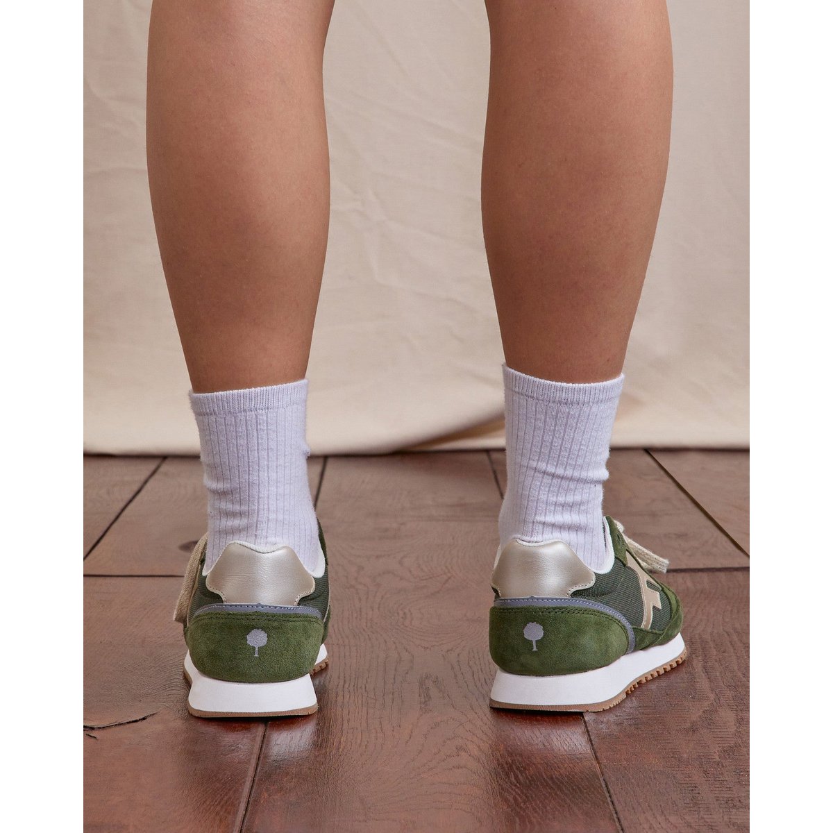 Running tissu suede ELM kaki et dorée, FAGUO