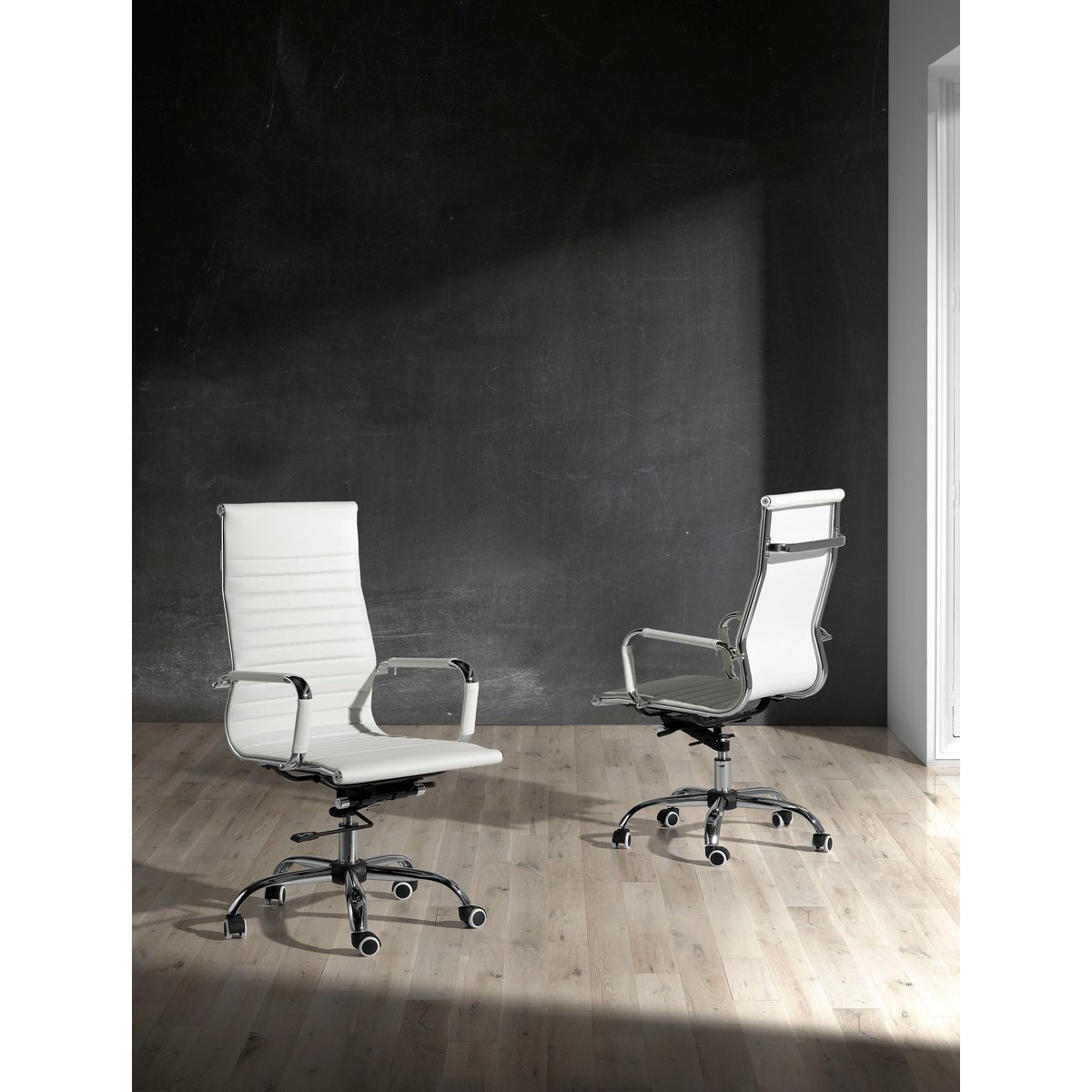 Fauteuil de bureau en simili polyuréthane, EXECUTIVE blanc, HISPANOHOGAR