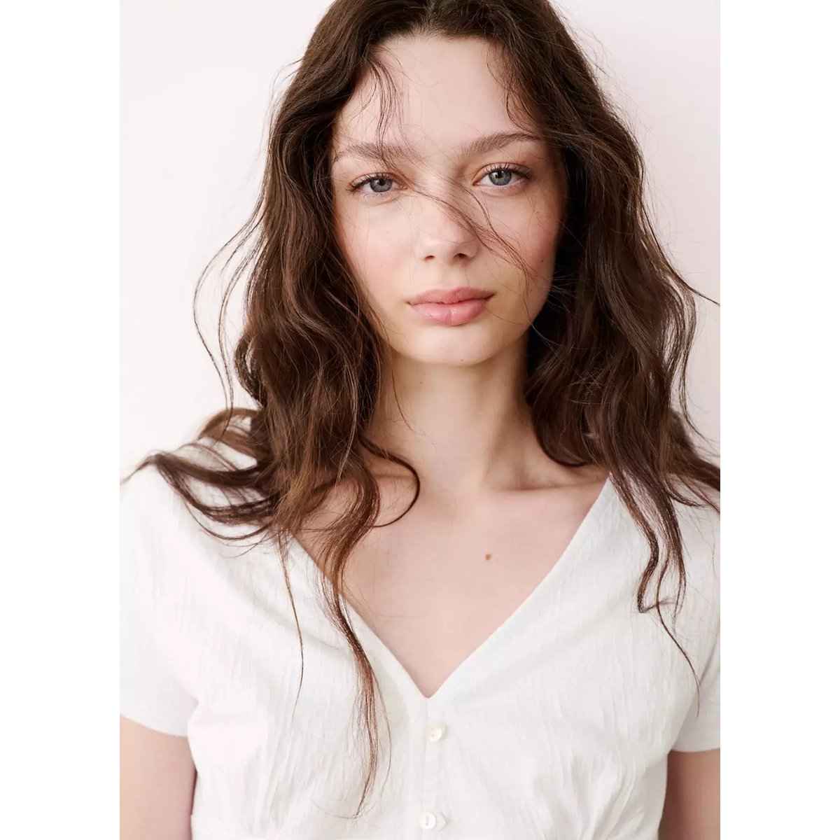 Blouse en coton détails boutons blanc cassé, MANGO TEEN