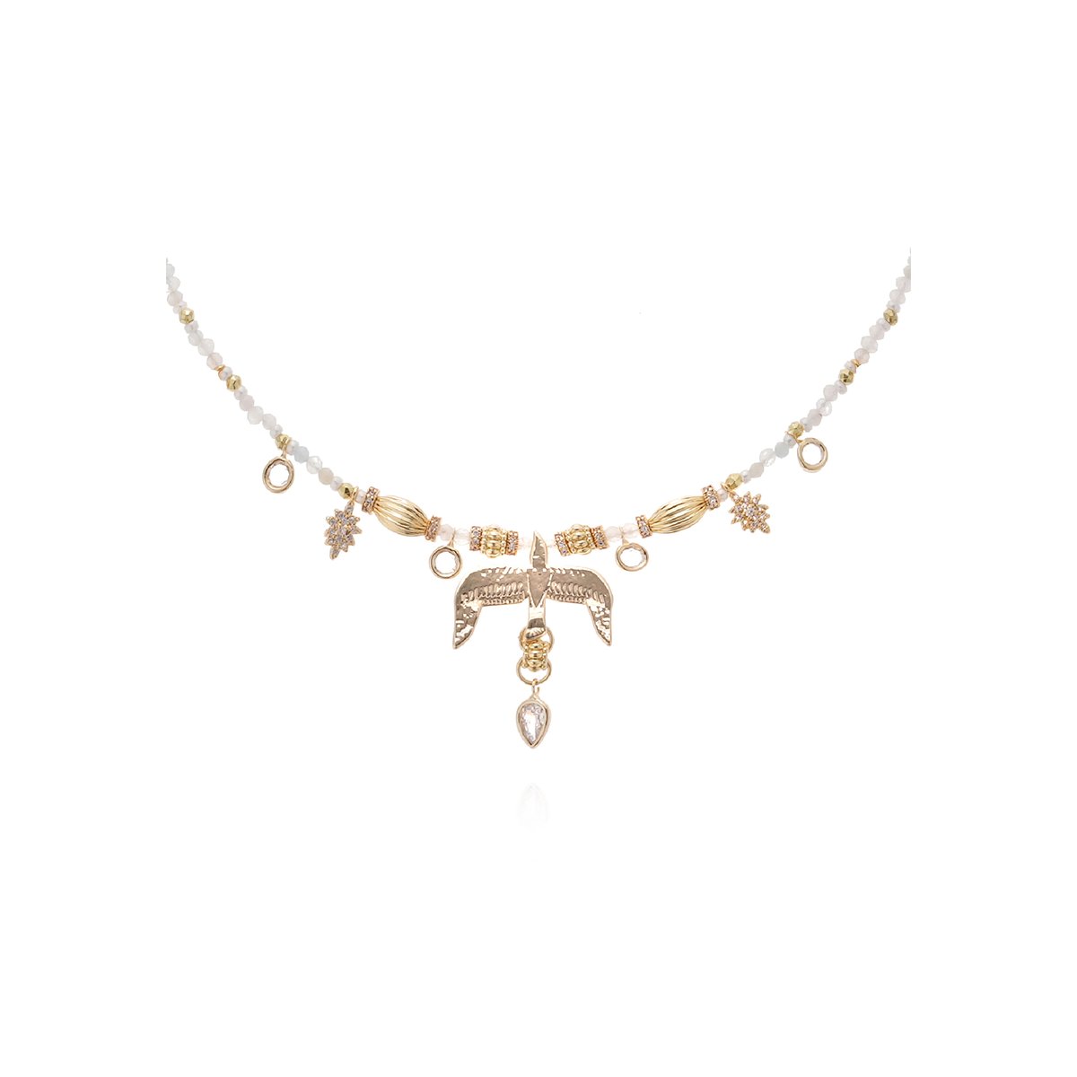 Collier de perles avec pendentif aigle GALLICA blanc, HIPANEMA